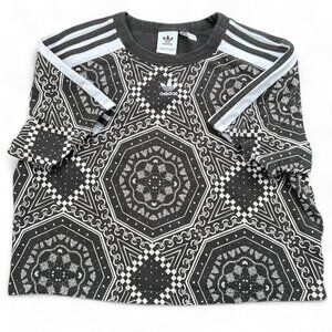 adidas black and white bandana print crop top